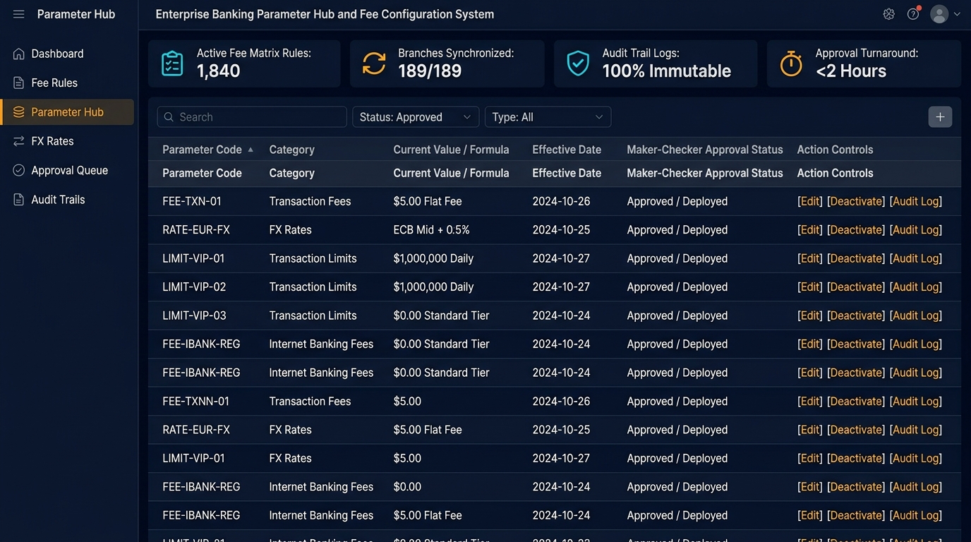 BIDV-iBanking Parameter Hub: Enterprise Banking Platform system overview