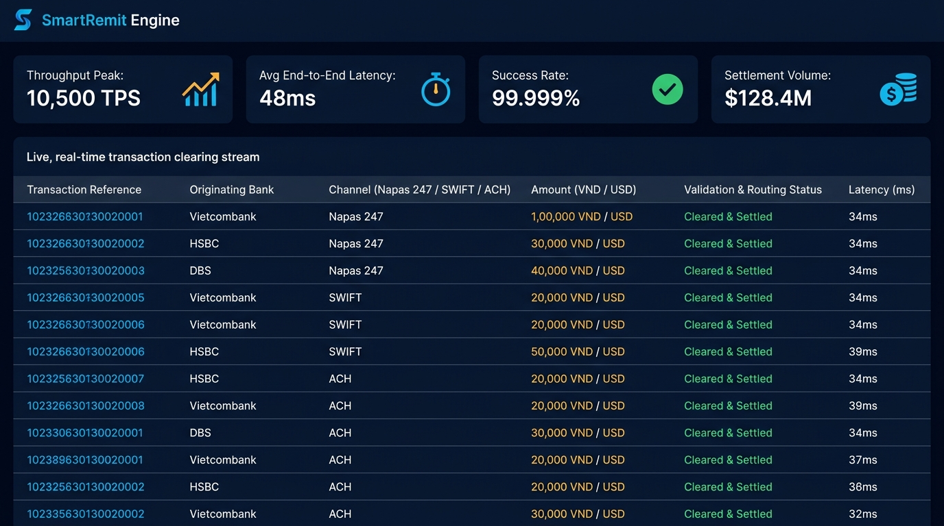 BIDV-SmartRemit: Transaction Processing Platform system overview
