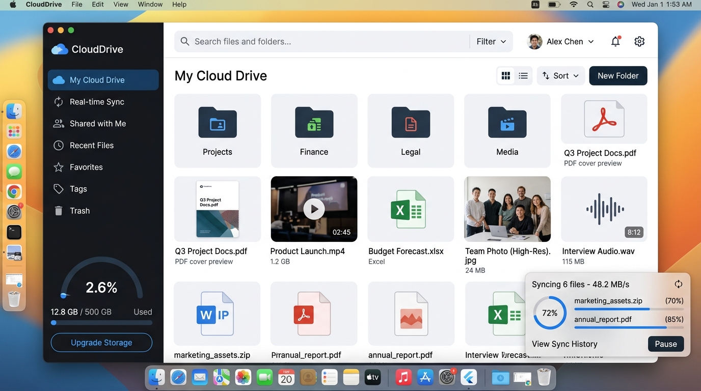 CloudDrive : Enterprise Cloud Storage & Desktop Sync: Cross-Platform Cloud Platform system overview